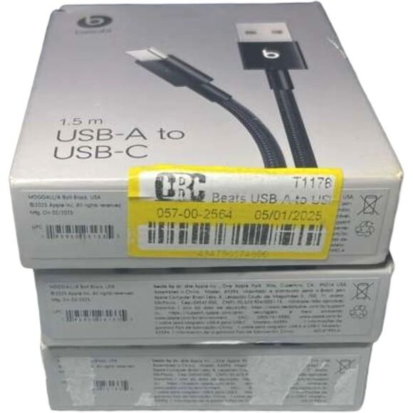 Beats USB‑A to USB‑C Woven Charging Cable 1.5m 5ft Lot of 3 Fast Charge Box Wear - Picture 6 of 8